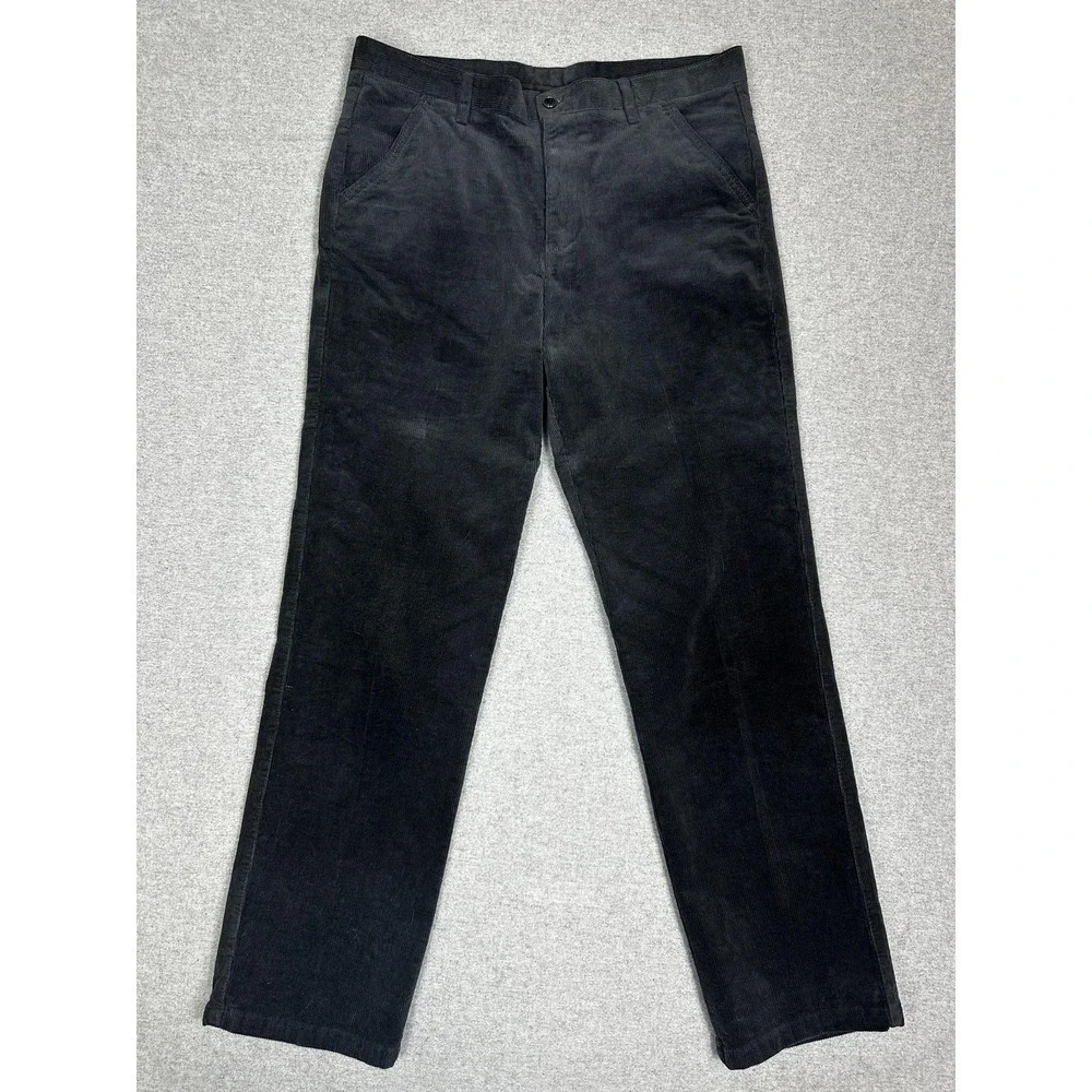 Best‎ Fashion Men Pant 34 Gray Corduroy Straight Leg Casual Comfort Cotton Blend